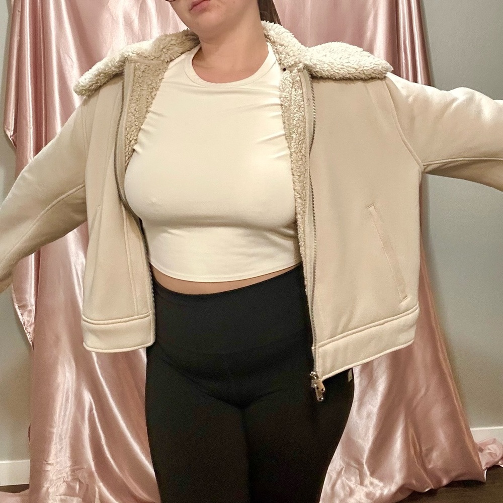 Athleta Fleece Lined Moto Style Jacket